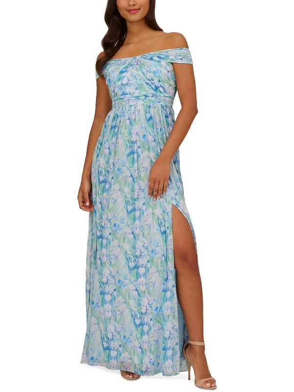 Sundress Dresses for Sunny -Womens Off-The-Shoulder Floral Print Evening Dress