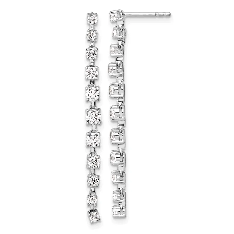 Drop Earrings for Concert Look -14k White Gold 1.3 ct Lab Grown Diamond Dangle Earrings VS Clarity, D-E Color