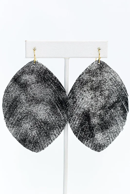 Ethnic Drop Earrings with Tribal Design -Silver Metallic Fringe Earrings - EAR3057SI