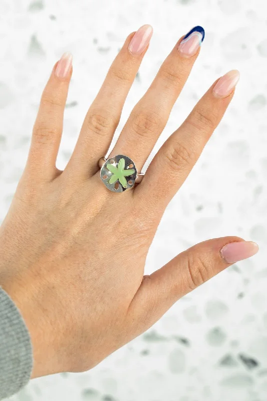 Rings with gothic rose quartz for drama -SALE! Turquoise Sea Glass Sand Dollar Ring