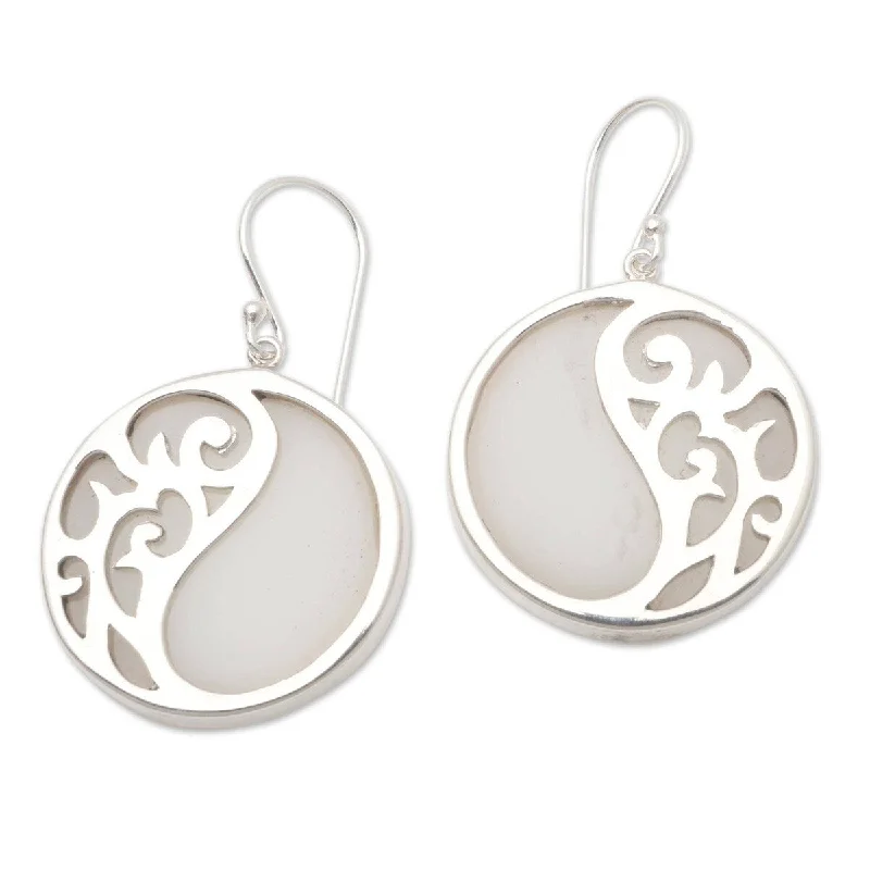 Minimalist Drop Earrings with Simplicity -NOVICA Elegant Yin and Yang, Sterling silver and resin dangle earrings - 1.5*0.9