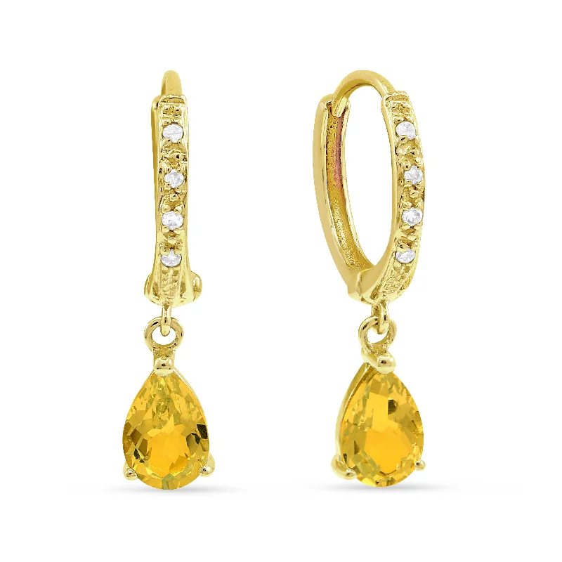 Drop Earrings with Abstract Designs -6.5 16.9 Mm 1.1Ct Citrine Drop/dangle Earrings In 14K White And Yellow Gold