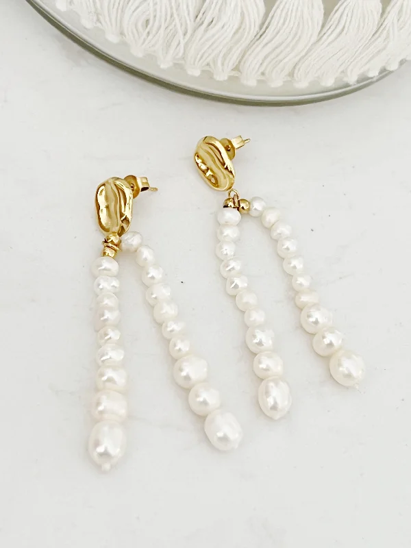 Hippie Drop Earrings with Beads -Lenni Pearl Earrings