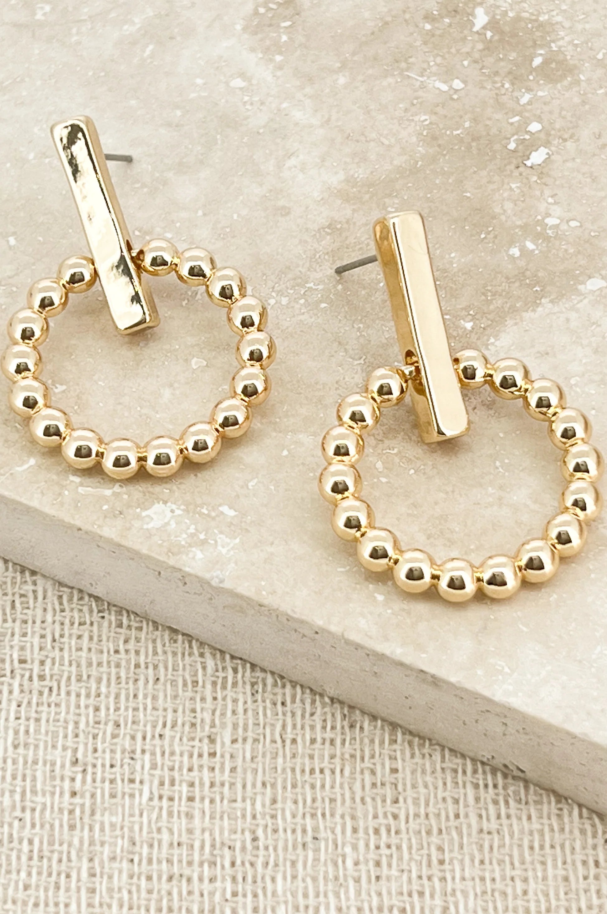 Large Drop Earrings for Statement -Envy Gold Circle & Bar Earrings