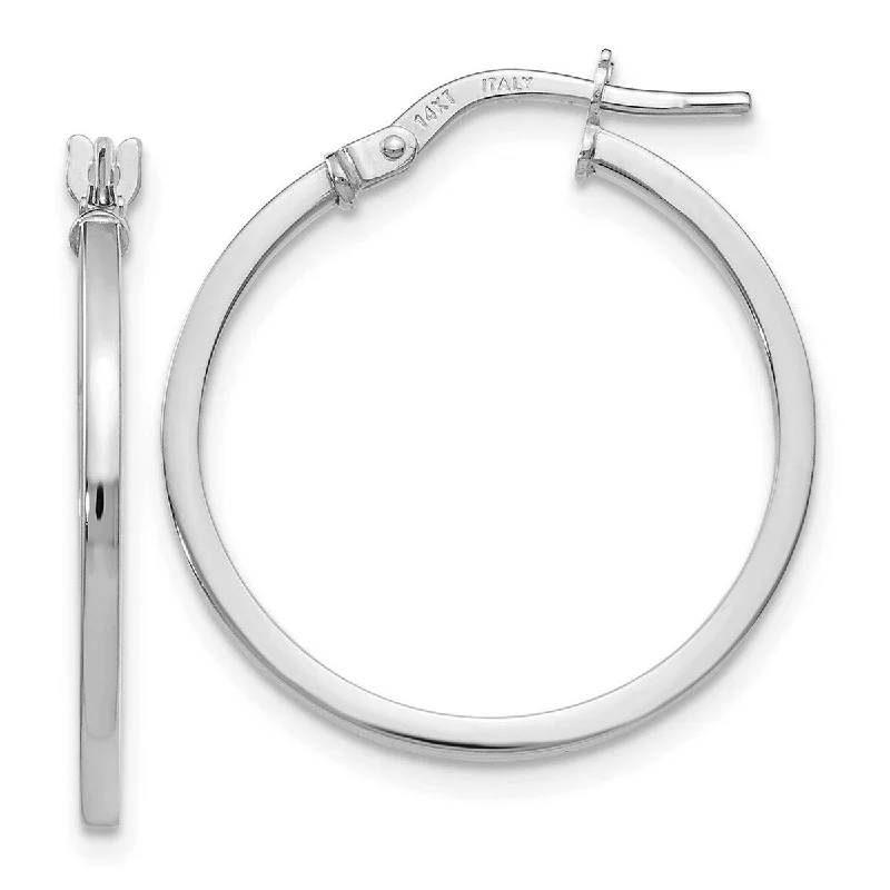 Lightweight hoop earrings for comfortable and all-day wear-Curata 14k White Gold Polished Hinged 23x1.5mm Squared Hoop Earrings