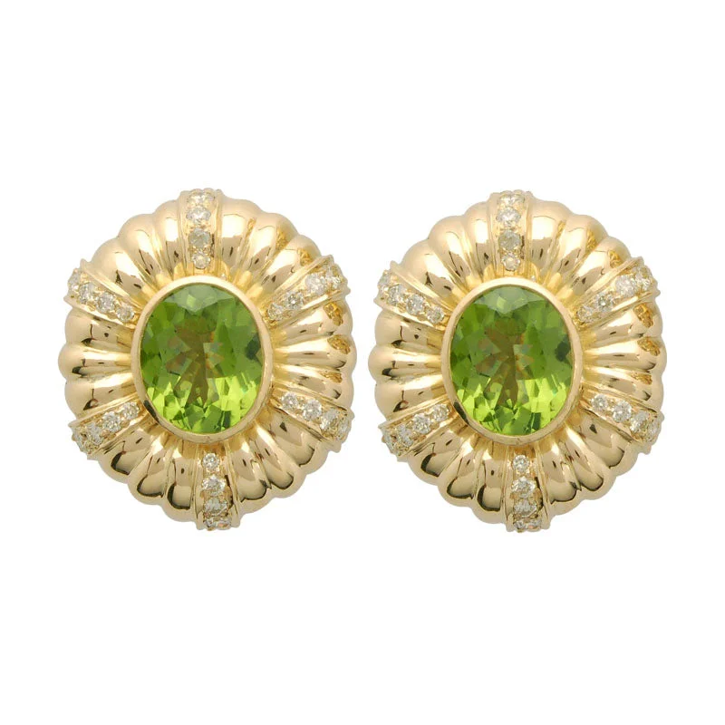 Earrings-Peridot and Diamond