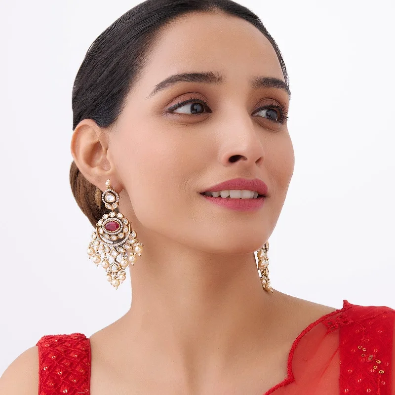 Best hoop earrings with snake chain details for a sleek and modern touch-Kundan Earring 164023