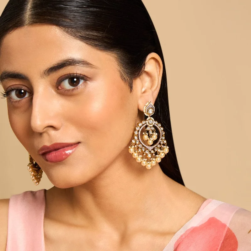 Hoop earrings with rhinestone embellishments for a glamorous and sparkling look-Kundan Earring 173002