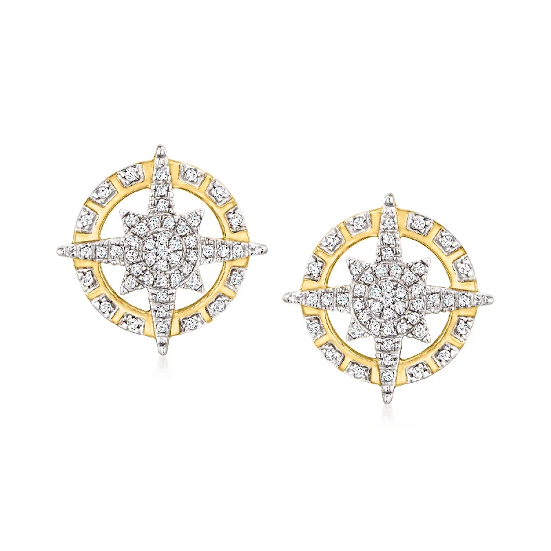 Medium hoop earrings for an everyday look with the perfect balance of style-Ross-Simons Diamond North Star Earrings in 14kt Yellow Gold