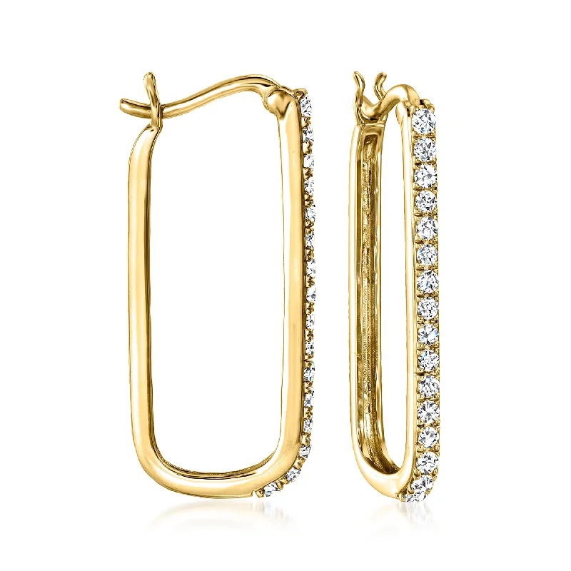 Hoop earrings with removable pendants for a versatile and customizable accessory-Ross-Simons Diamond Paper Clip Link Hoop Earrings in 18kt Gold Over Sterling